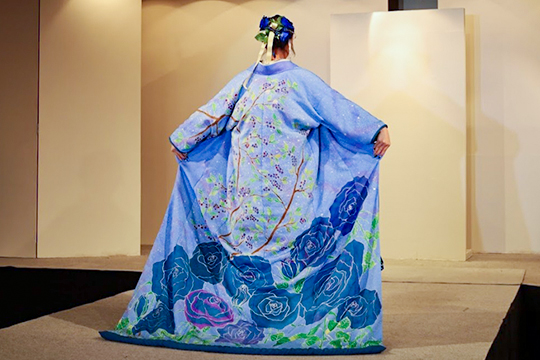 織田着物専門学校着物専攻科学生の2026年優秀賞友禅染着物部門作品