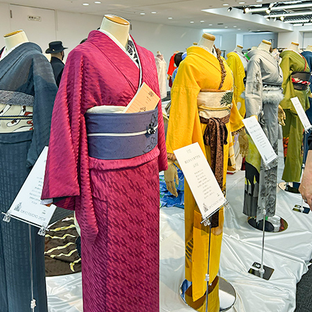 東京着物ショー2026着物スタイル展の織田着物専門学校着物科学生の作品展示ブース