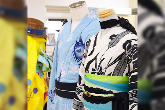織田着物専門学校の浴衣フェスで実施した着付けコーディネート展示